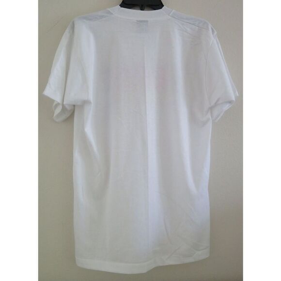 Screen Stars Best Men's Sz L White "Danger, Explosive Gas In Rear" T-Shirt - Picture 2 of 3